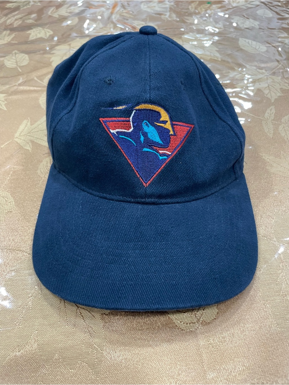 Navy Baseball Cap with Triangular Vintage “Warriors” Mascot